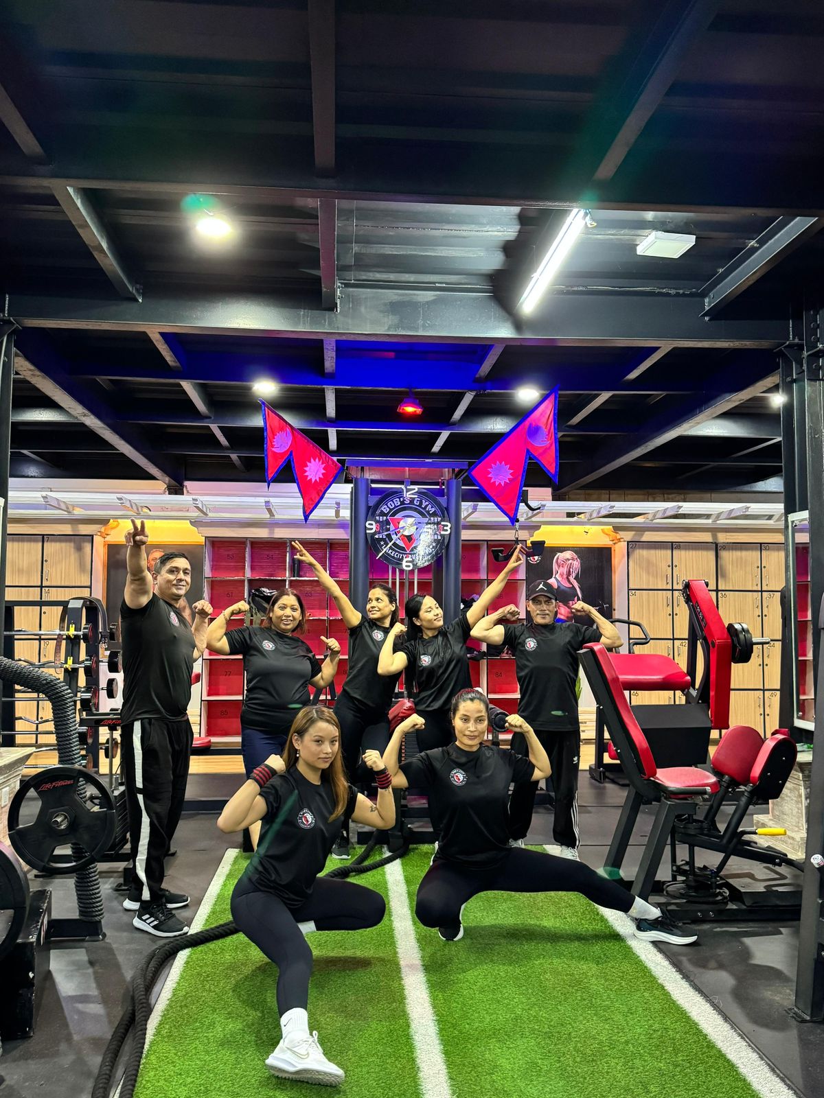 Members training together on BobsGym’s green turf
